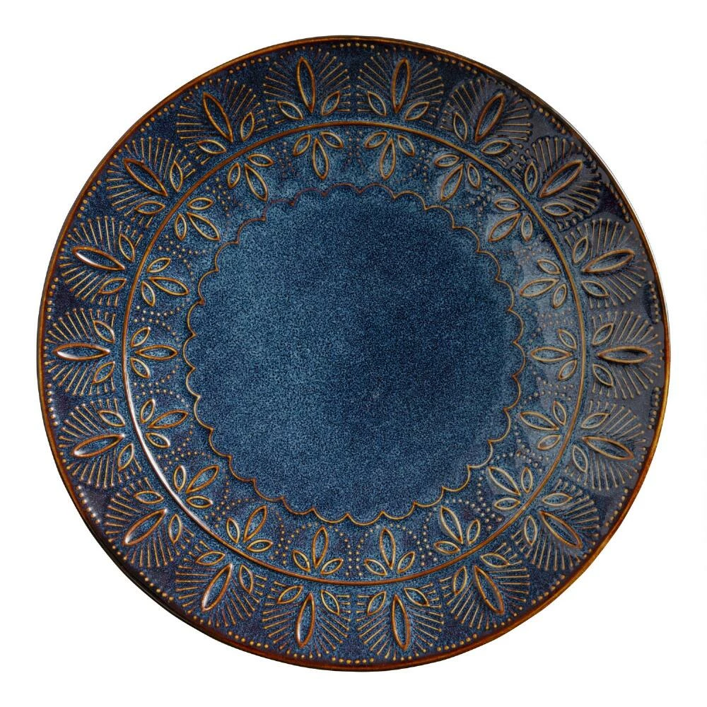 World Market Willow Indigo Blue Embossed Salad Plate