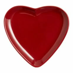 World Market Red Heart Shaped Reactive Glaze Appetizer Plate
