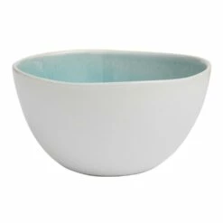 World Market Liliana Aqua and White Reactive Glaze Cereal Bowl