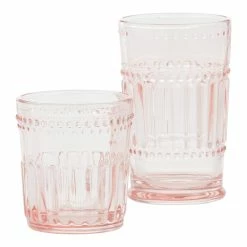 World Market Blush Pink Pressed Bar Glasses Set Of 2