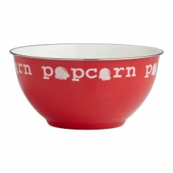 World Market Red Enamel Popcorn Serving Bowl