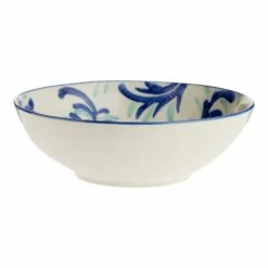 World Market Large Blue And Aqua Floral Hand Painted Bowl