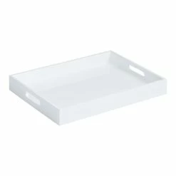 World Market White Rectangular Lacquer Serving Tray