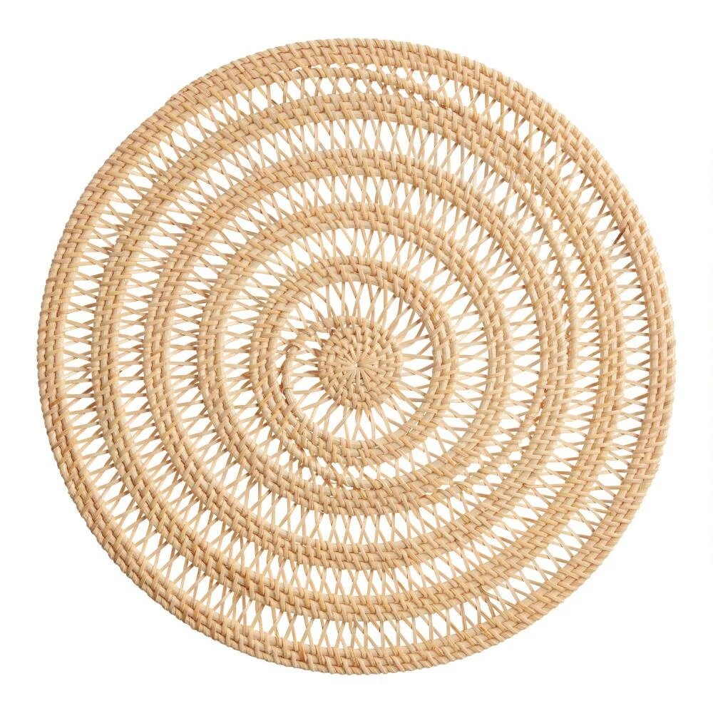 World Market Round Natural Rattan Spiral Woven Placemat