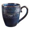 World Market Willow Indigo Blue Embossed Ceramic Mug