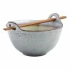 World Market Sota Gray Reactive Glaze Noodle Bowl Set Of 4