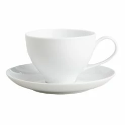 World Market Spin White Porcelain Cup And Saucer Duo Set Of 4