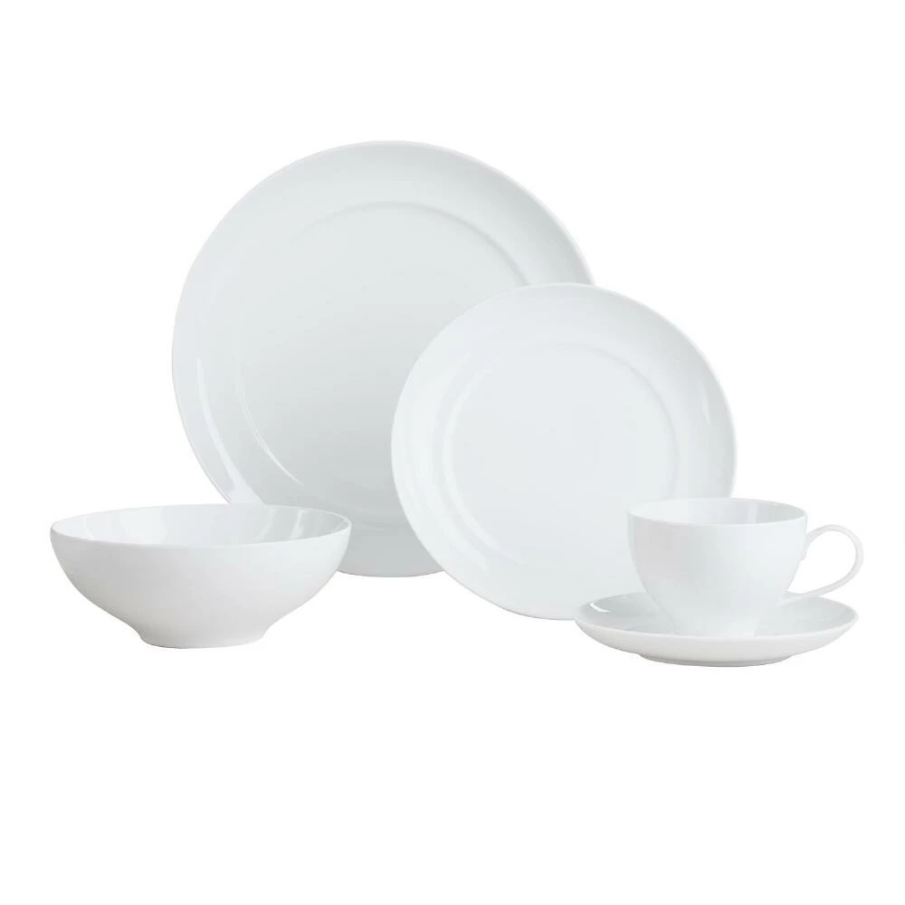 World Market Spin White Porcelain Cup And Saucer Duo Set Of 4 - Image 2