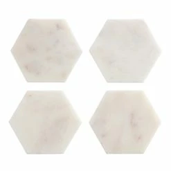 World Market White Marble Hexagon Coasters 4 Pack
