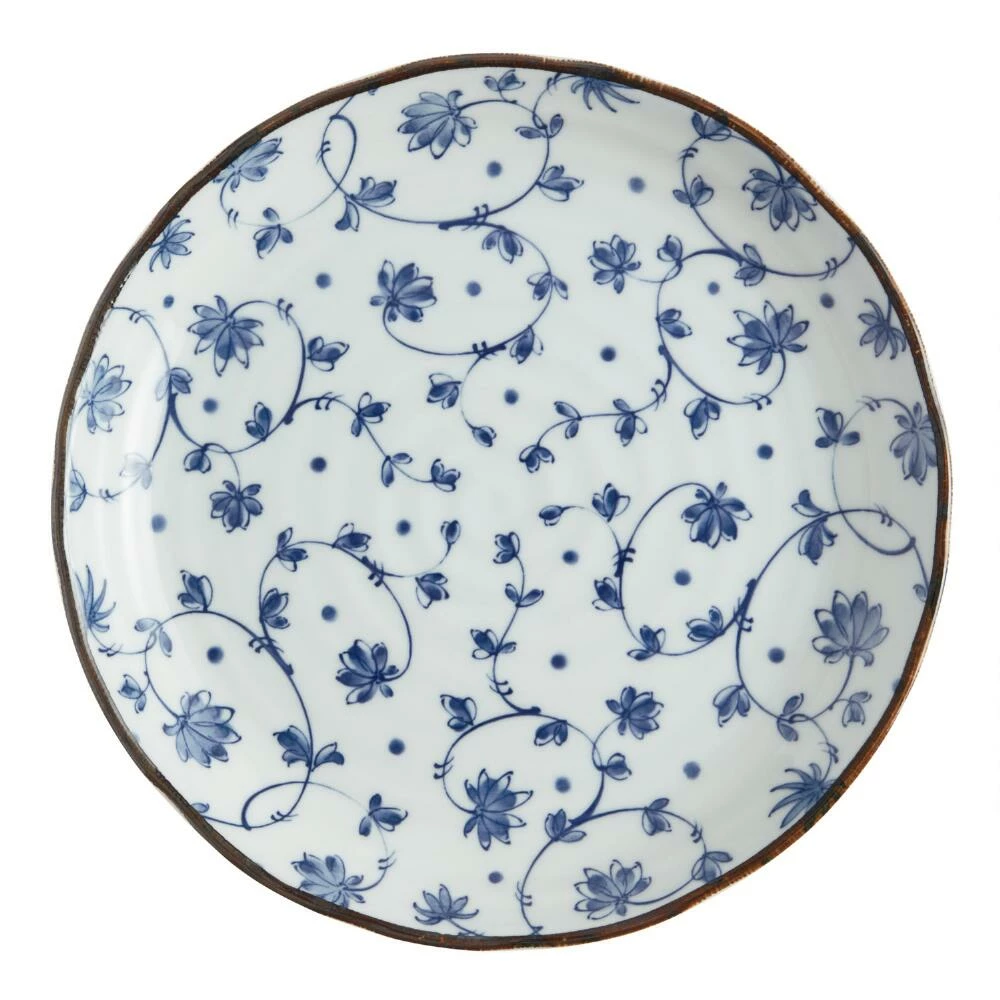 World Market Blue And White Porcelain Floret Dinner Plate