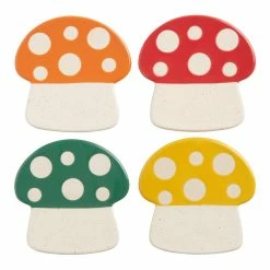 World Market Mushroom Stoneware Coasters 4 Pack