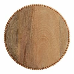 World Market Round Mango Wood Beaded Charger