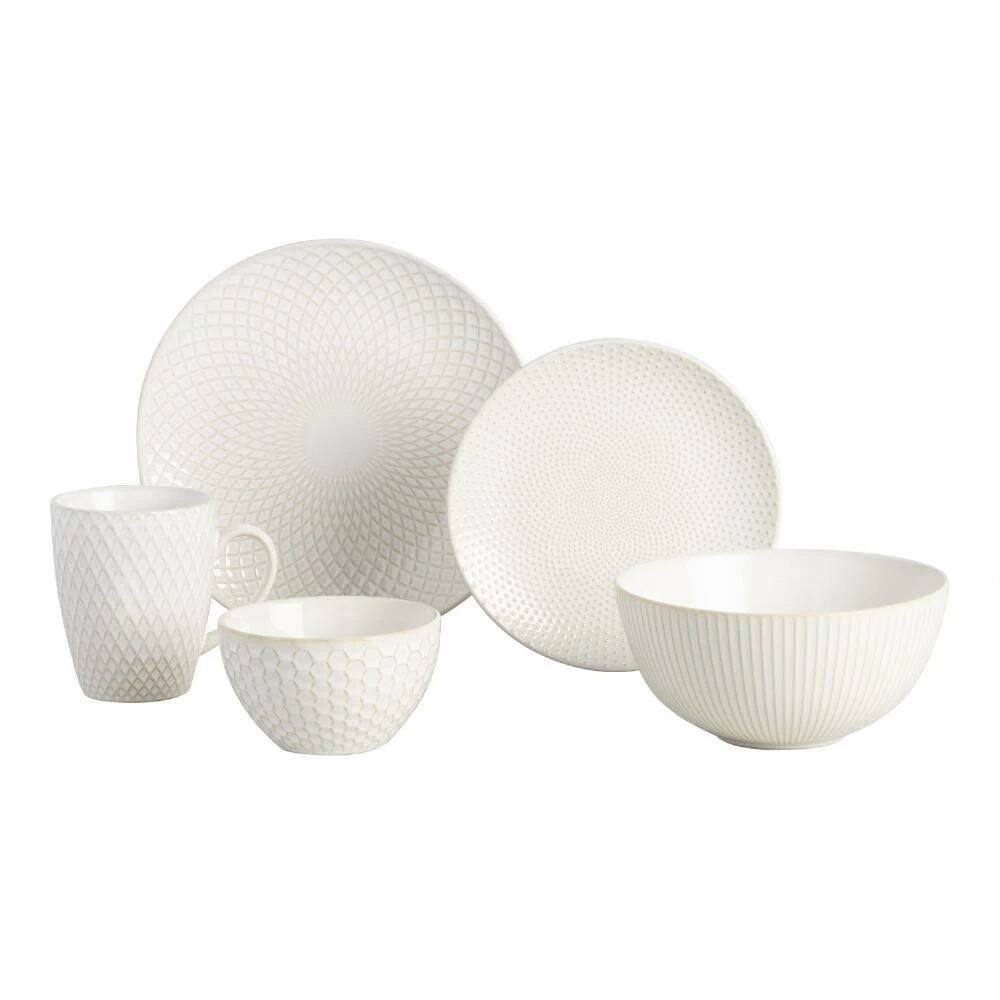 World Market Avery Medium White Textured Bowl Set Of 4 - Image 3