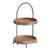 World Market Wood and Metal 2-Tier Serving Stand
