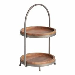 World Market Wood and Metal 2-Tier Serving Stand