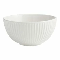 World Market White Whittle Ribbed Cereal Bowl