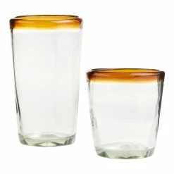 World Market Carmelo Amber Recycled Bar Glasses Set Of 2
