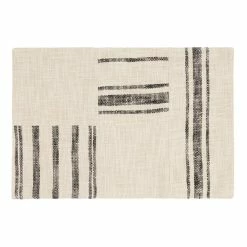 World Market Ivory and Black Rustic Stripe Patch Placemats Set of 4