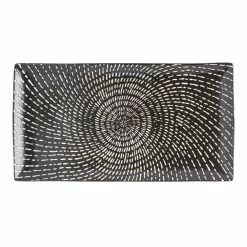 World Market Trilogy Rectangular Black And White Swirl Serving Platter
