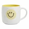 World Market White And Yellow Speckled Smiley Face Ceramic Mug