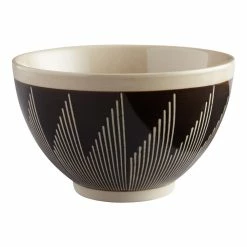 World Market Black And Sand Zigzag Wax Resist Noodle Bowl