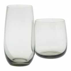 World Market Wynn Smoke Gray Bar Glass Set of 2