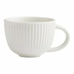 World Market White Whittle Ribbed Ceramic Mug Set Of 2