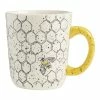 World Market White And Yellow Bee Honeycomb Ceramic Mug