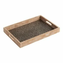 World Market Embossed Wood And Metal Serving Tray