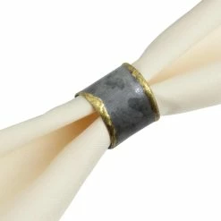 World Market Gold Rim Metal Napkin Ring Set of 4