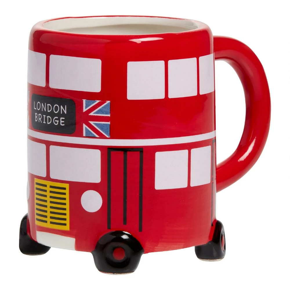 World Market Red London Bus Figural Ceramic Mug