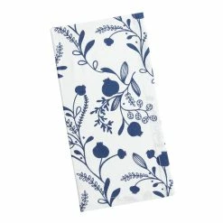 World Market Ivory and Navy Floral Bud Napkins Set of 4