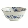 World Market Large Blue And White Porcelain Pansy Noodle Bowl