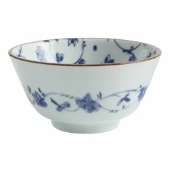 World Market Small Blue And White Porcelain Floret Noodle Bowl