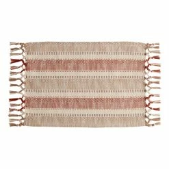 World Market Terracotta Stripe Woven Knotted Placemats Set of 4