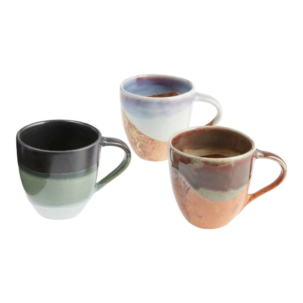 World Market Organic Reactive Glaze Ceramic Mug Set Of 3
