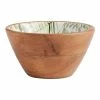 World Market Small Green Eucalyptus Enamel Wood Bowl